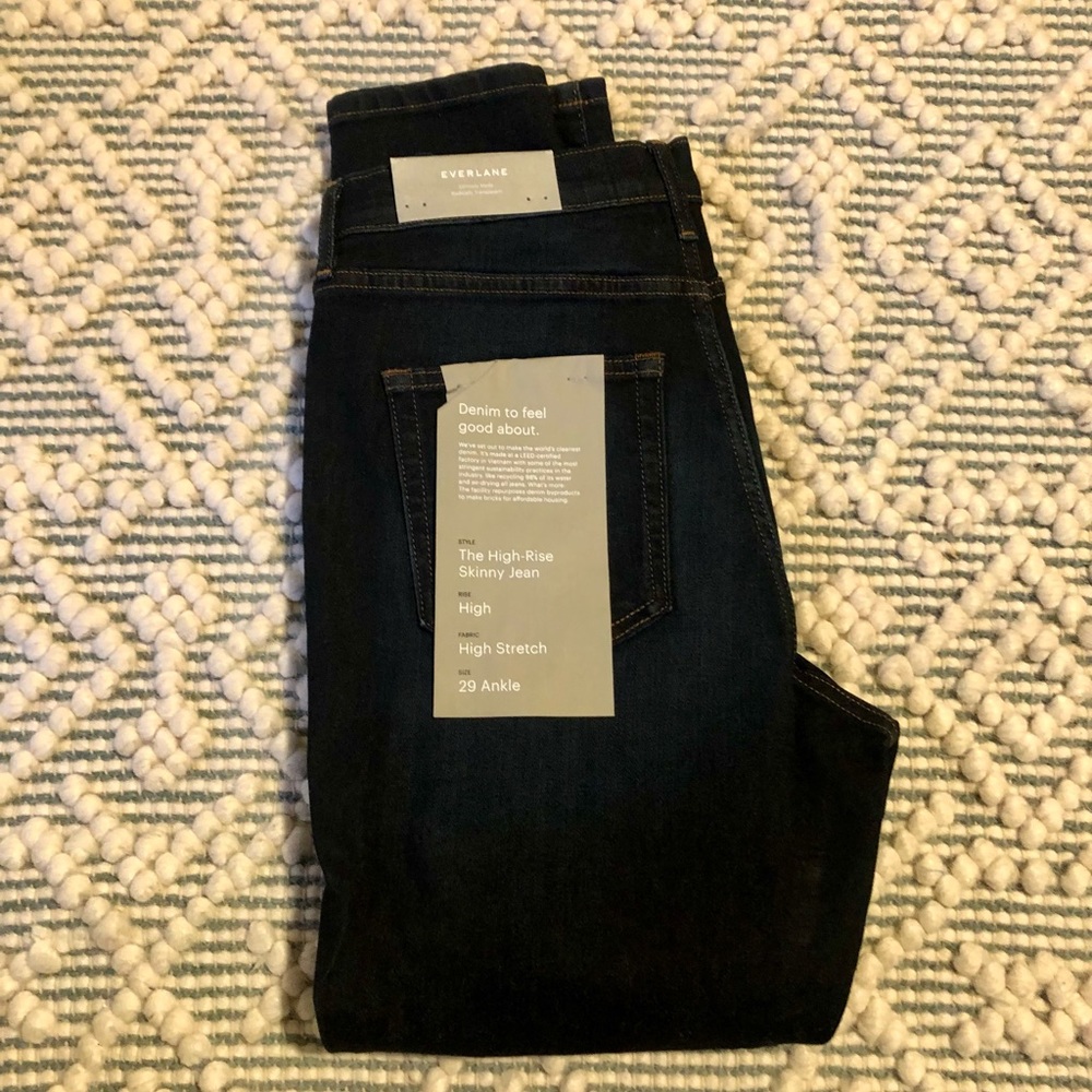 Everlane - High rise dark denim skinny jeans